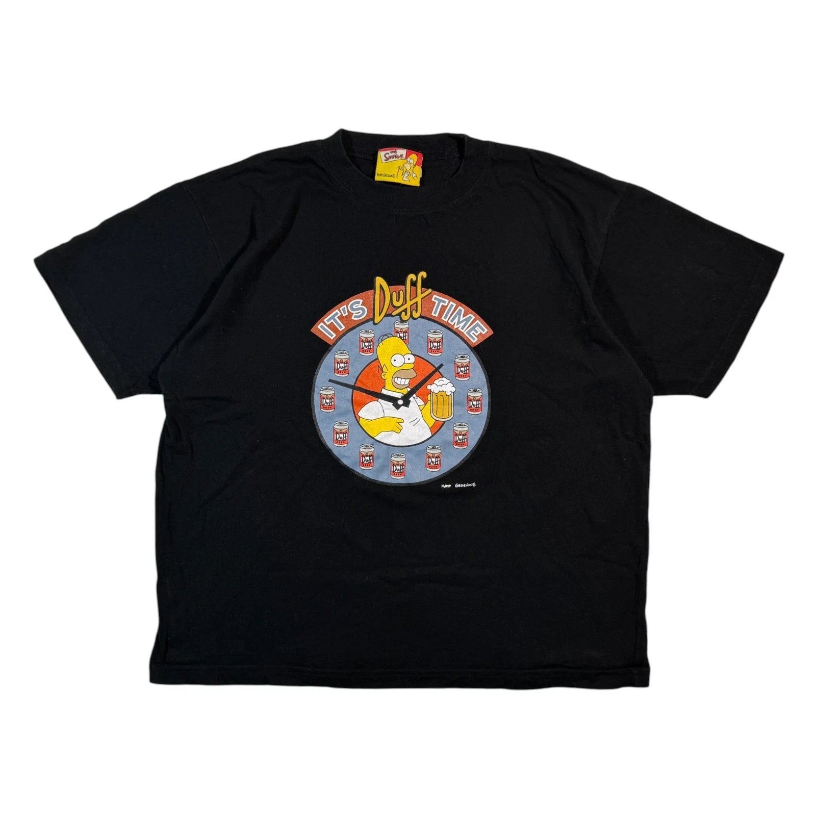 Vintage 2001 Simpsons T-shirt It's Duff Time Y2k Cartoon Graphic Black Tee L