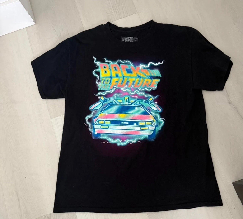 Back To The Future Shirt Black Air Brushed 80’s Movie Large