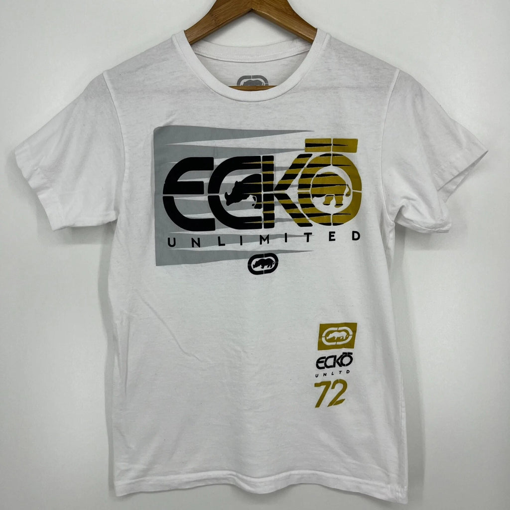 Ecko Unltd. T-Shirt Adult S White Vintage Y2K Short Sleeve Crew Neck Cotton