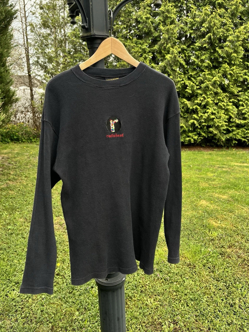Vintage Radiohead Pablo Honey Thermal Long Sleeve Shirt Brockum L RARE 90s