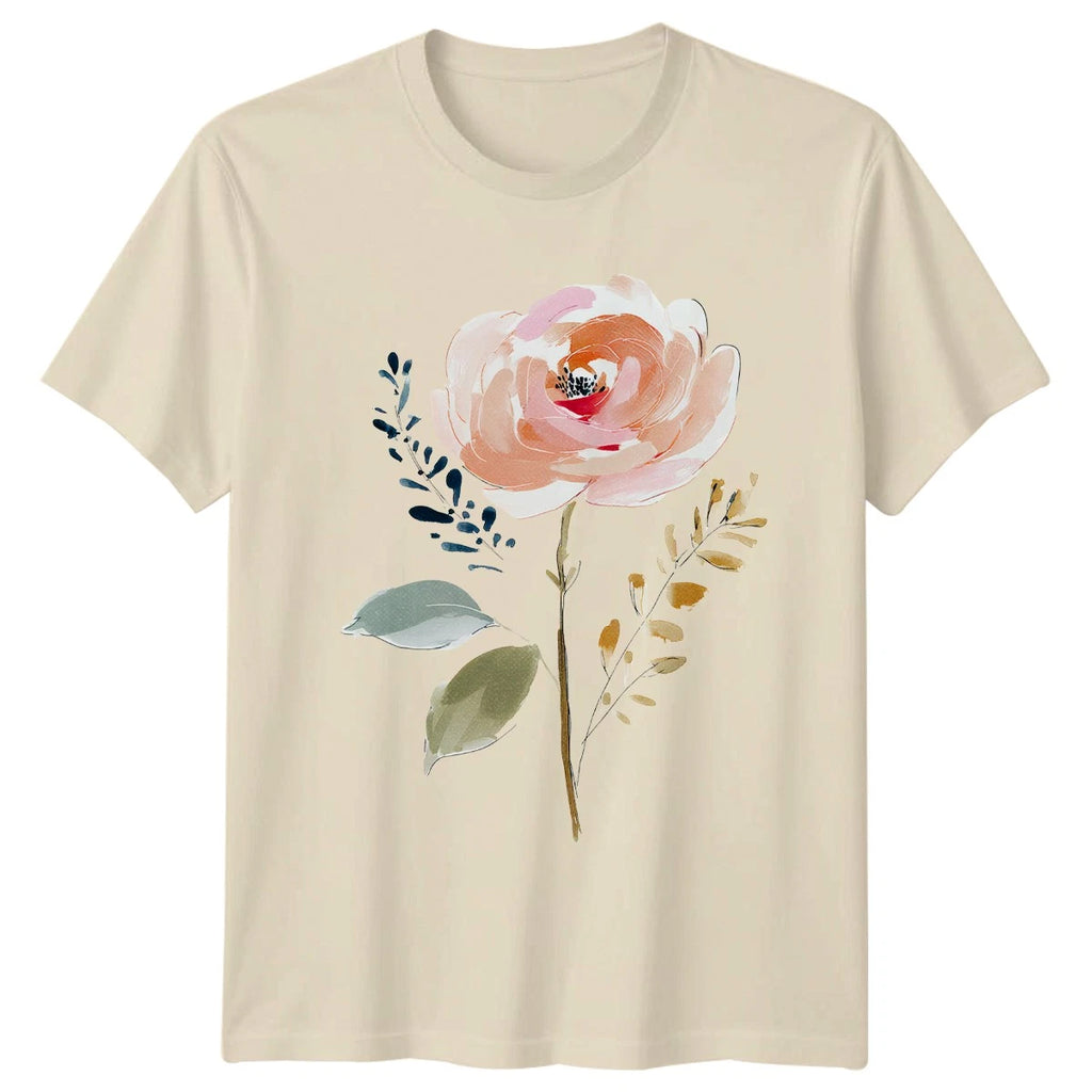 Watercolor Peony Floral Botanical Art Womens T-Shirt Watercolor Boho