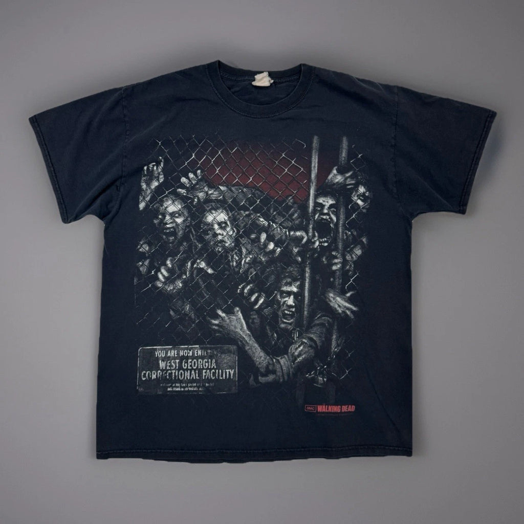 Y2K AMC The Walking Dead Zombie Georgia Prison T-Shirt Men’s LARGE L 2013 FLAWED