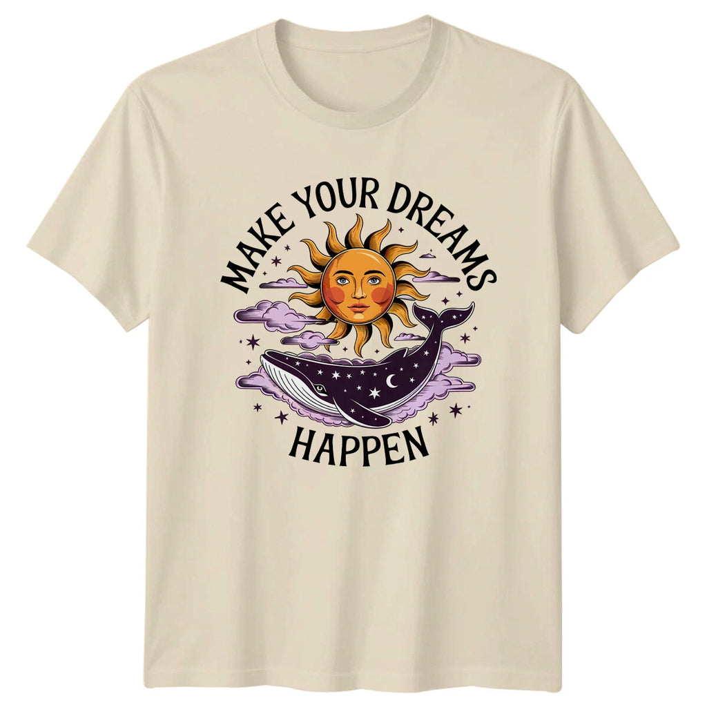 Make Your Dreams Happen Whale Sun Celestial Boho T-Shirt