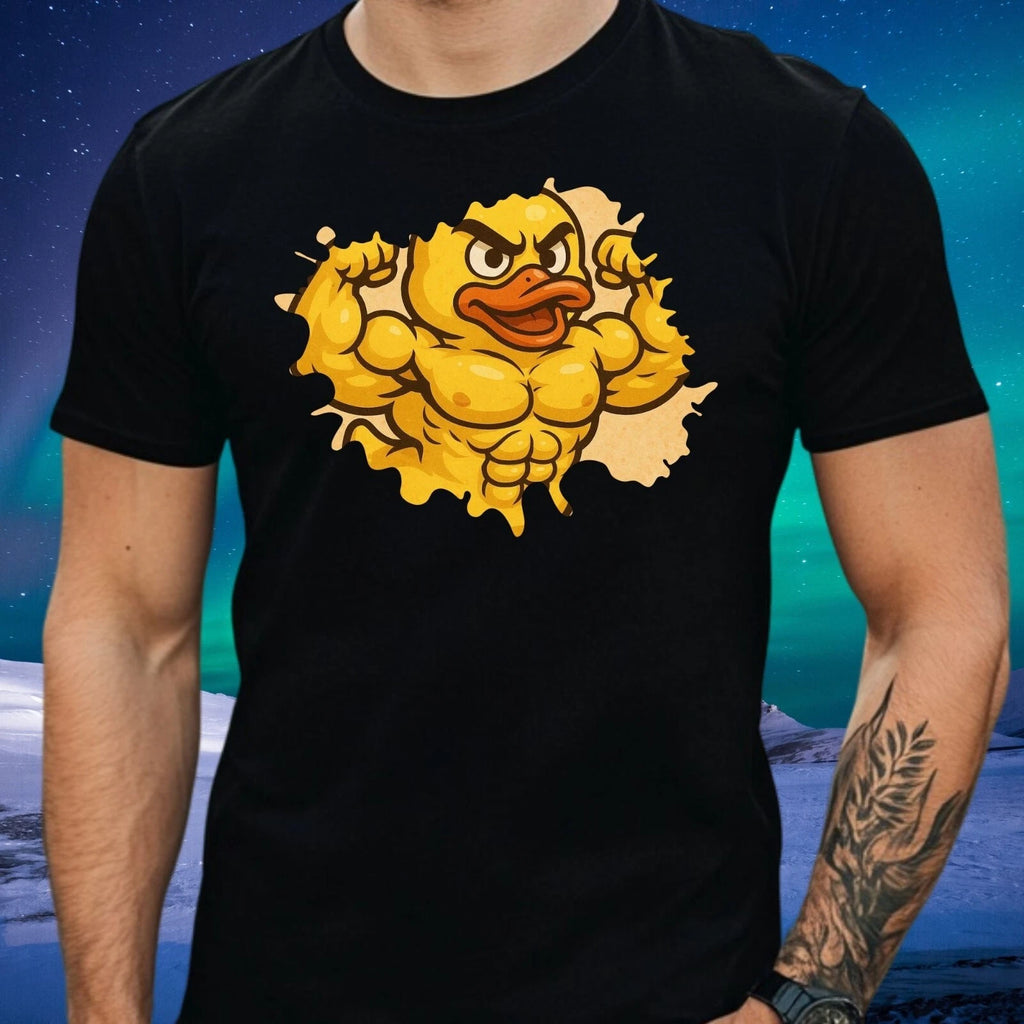 Mens Muscular Rubber Duck Motif Cotton T-Shirt Size XS to 5XL
