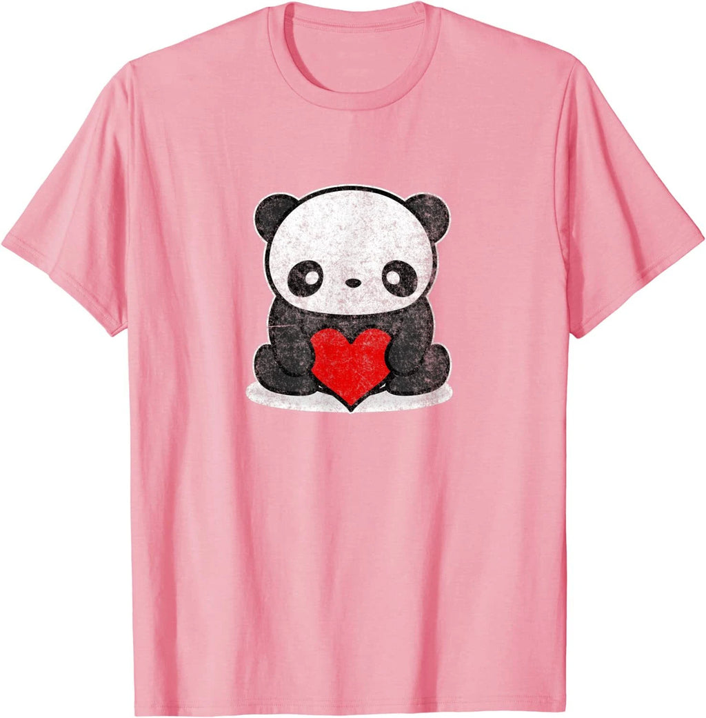 Retro Cute Kawaii Panda Holding Heart Vintage T-Shirt by TURBO VOLCANO *NEW*