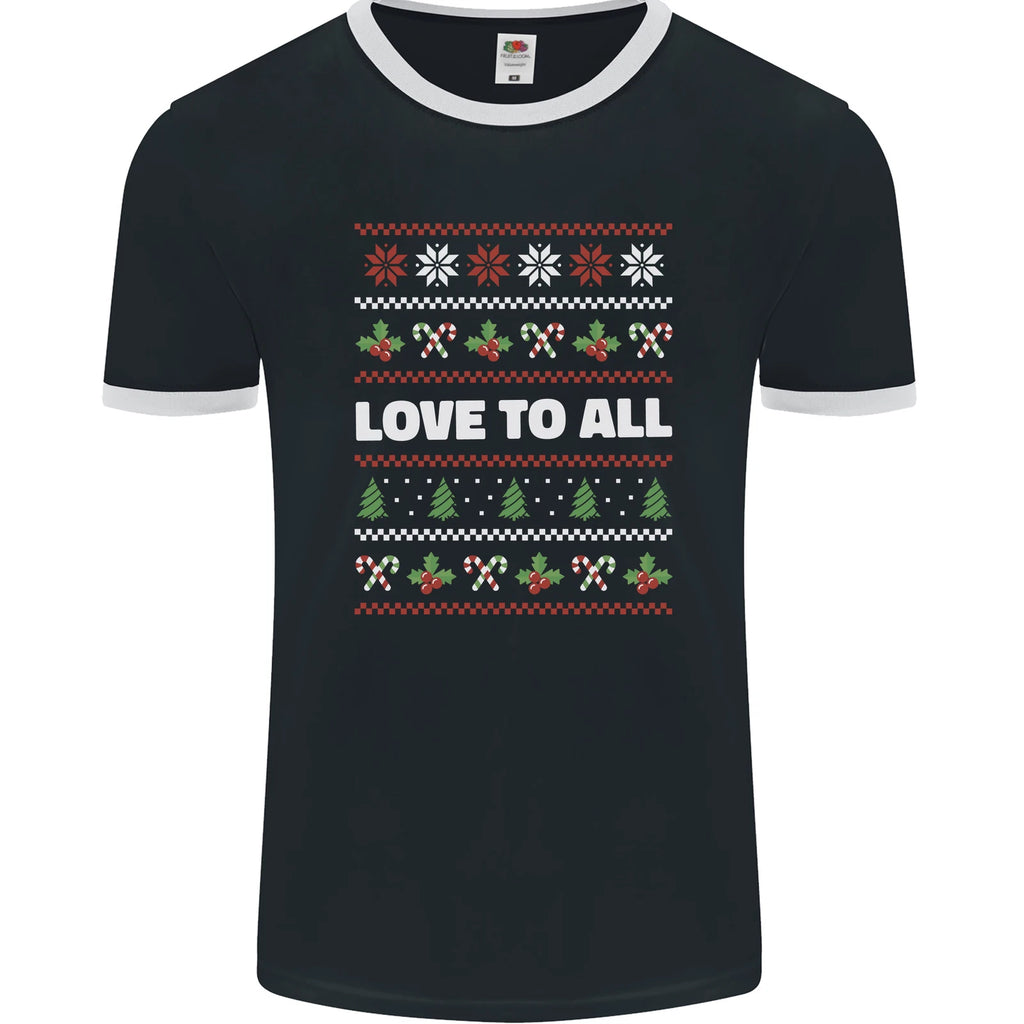 Christmas Love to All Xmas Peace Hippy Mens Ringer T-Shirt FotL