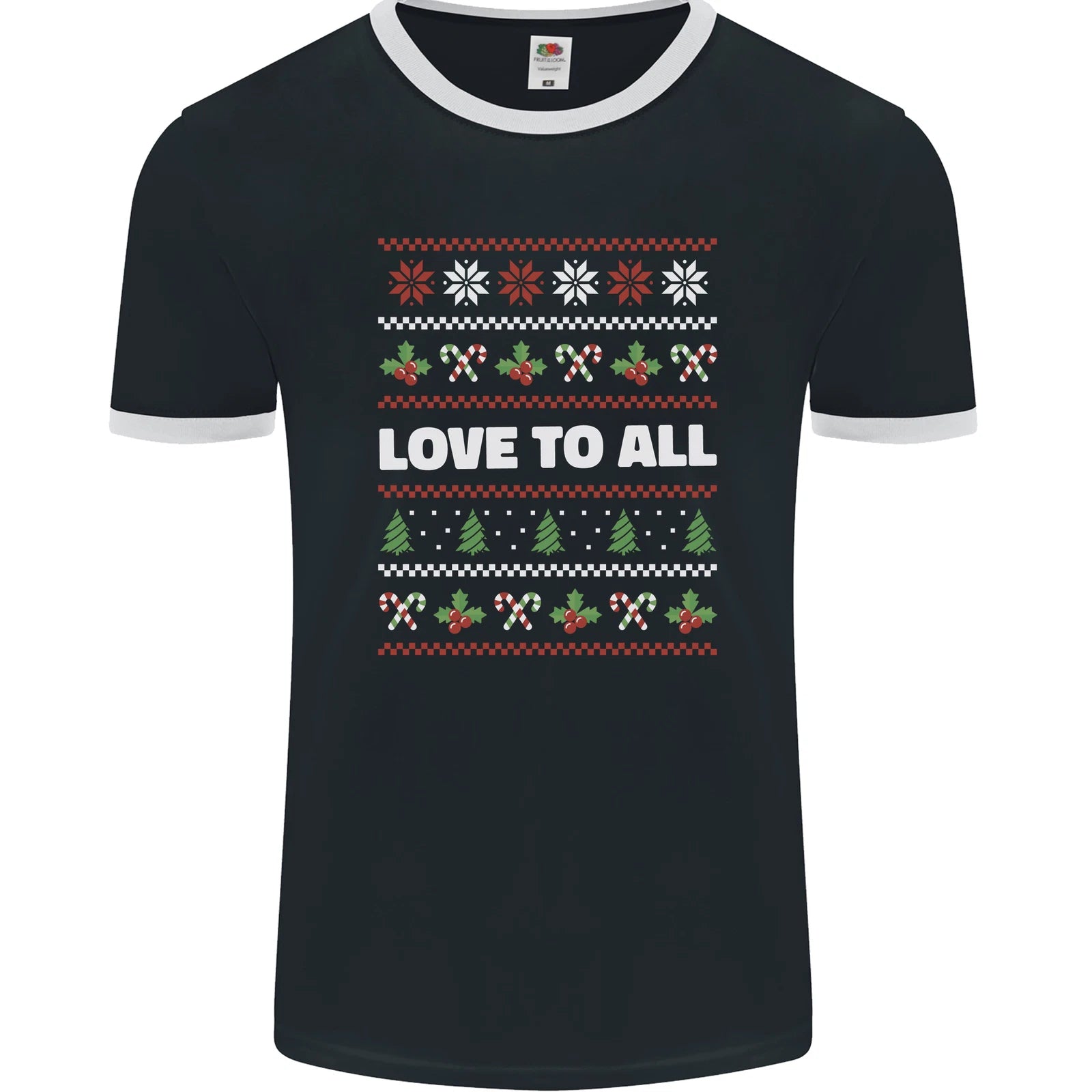 Christmas Love to All Xmas Peace Hippy Mens Ringer T-Shirt FotL