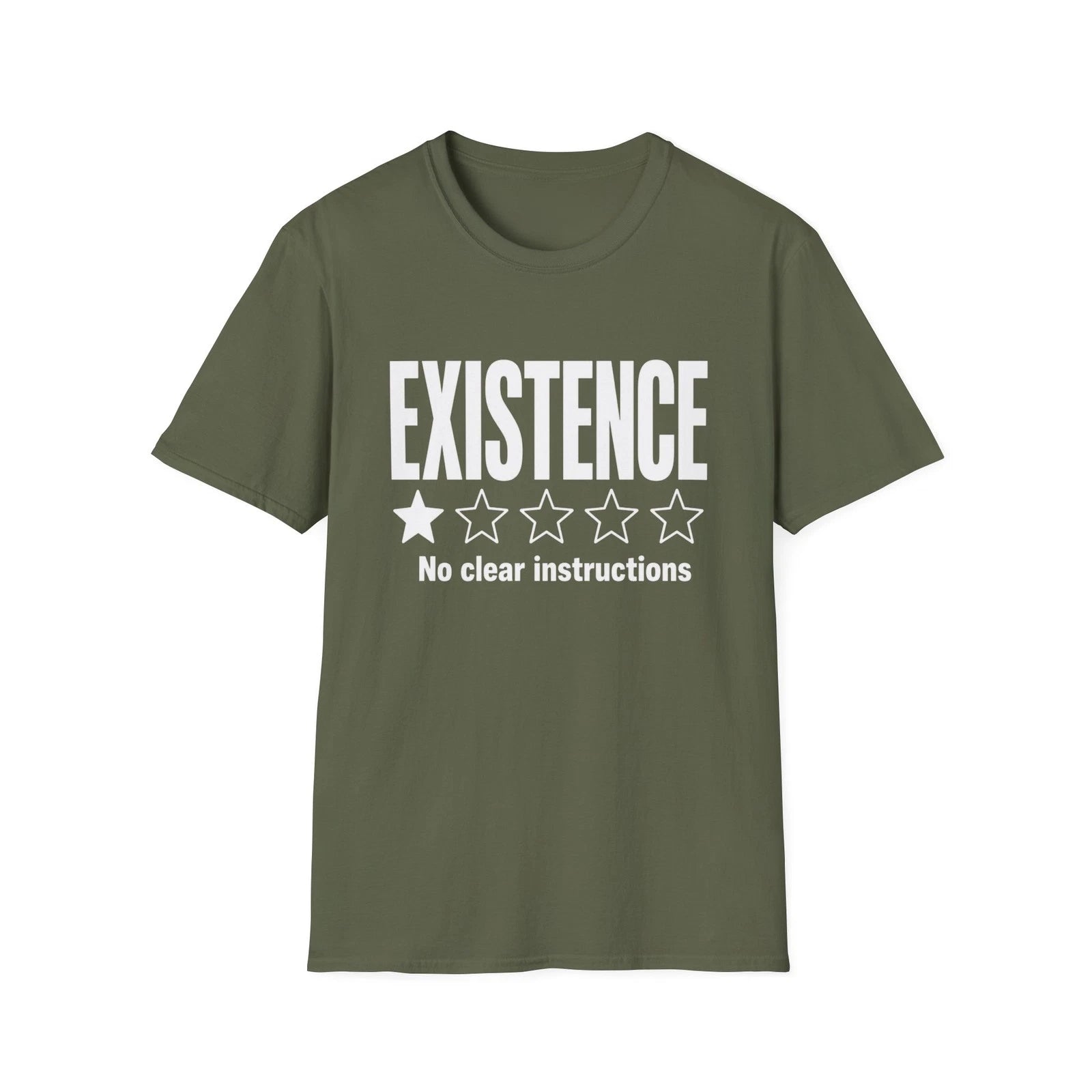 Existence No Clear Instructions T-Shirt | Funny Rating Graphic Tee