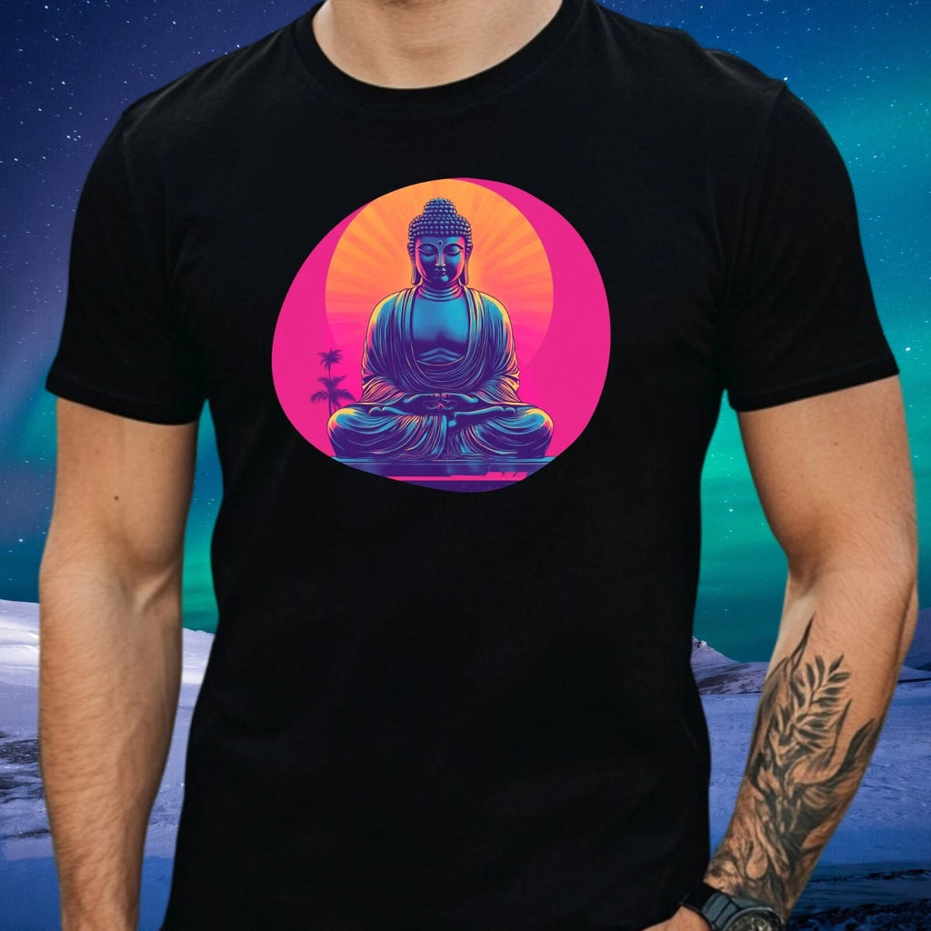 Mens Buddha 80s Vibes Motif Cotton T-Shirt Size XS to 5XL