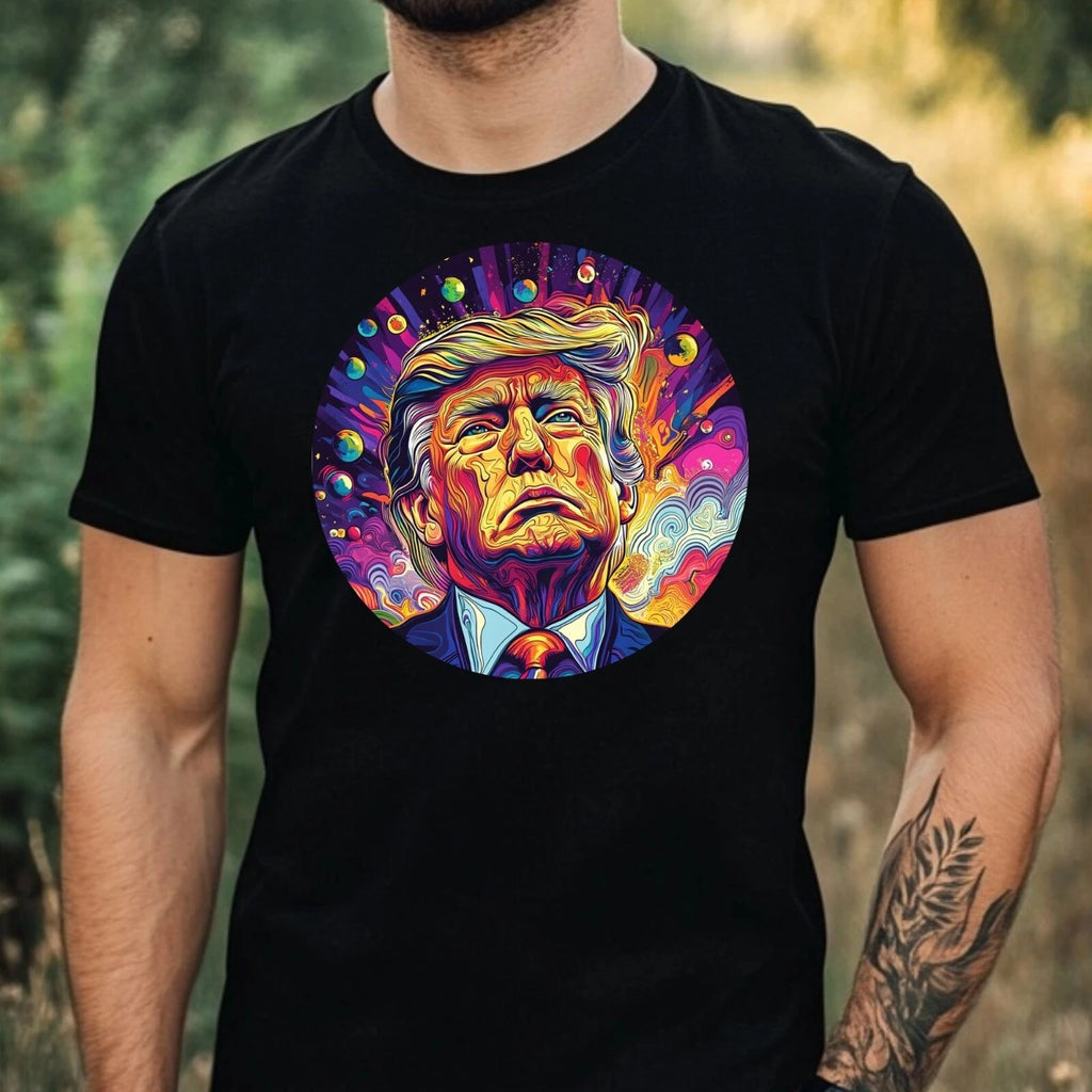 Mens Trump Psychedelic Print Cotton T-Shirt Size XS to 5XL