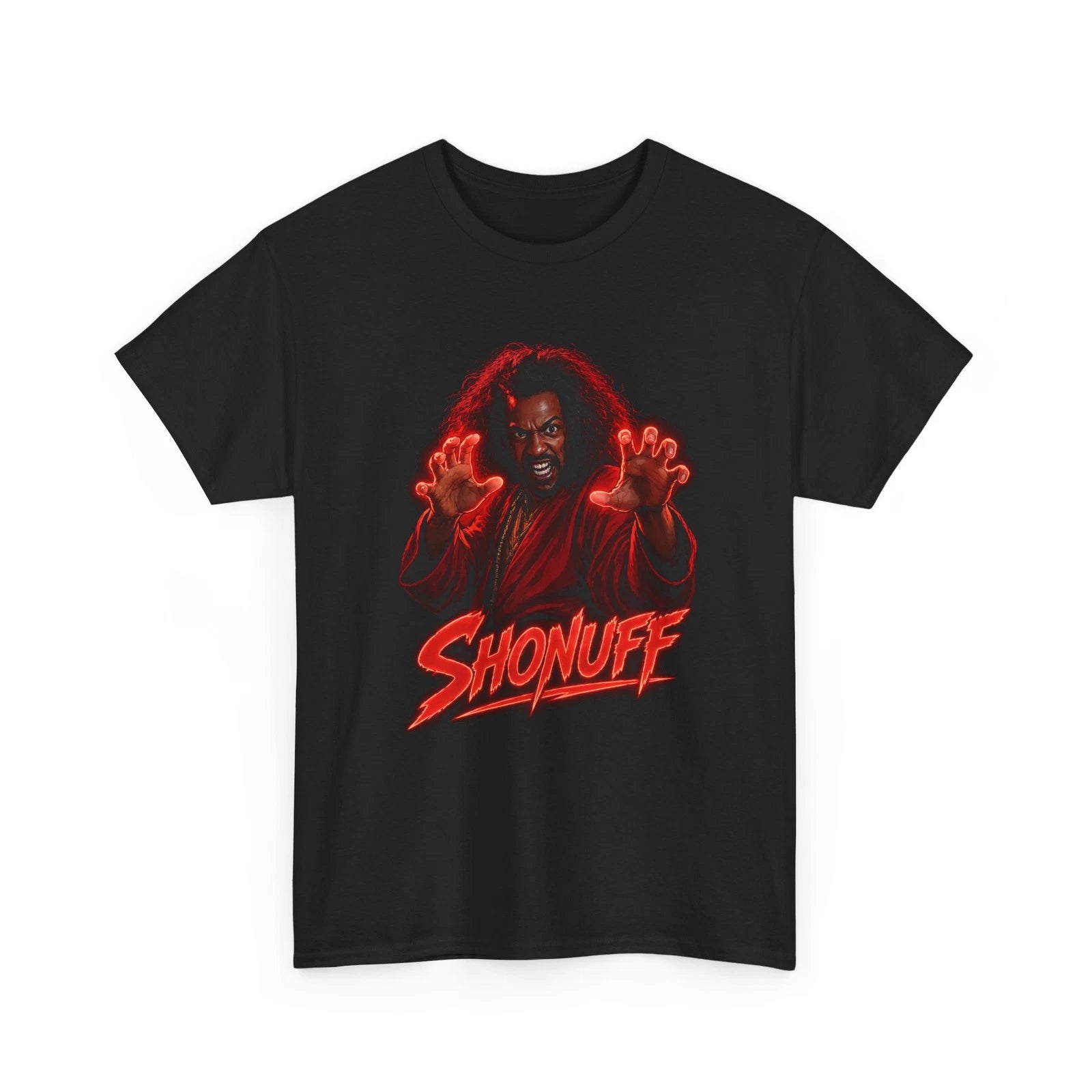 Shonuff Tee | red neon 80s kung fu tshirt