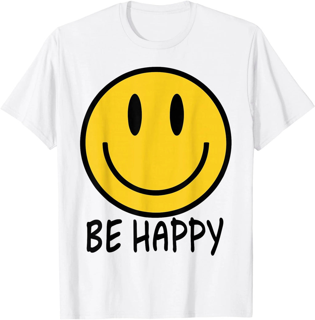 Be Happy 70s 80s Yellow Smile Face Happy Smiling Face T-Shirt
