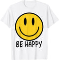 Be Happy 70s 80s Yellow Smile Face Happy Smiling Face T-Shirt