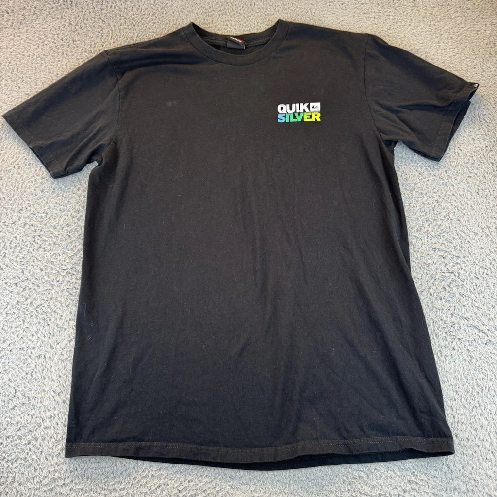 Vintage Quiksilver T Shirt Men's Size Medium Black Y2K Surf Surfer Spellout