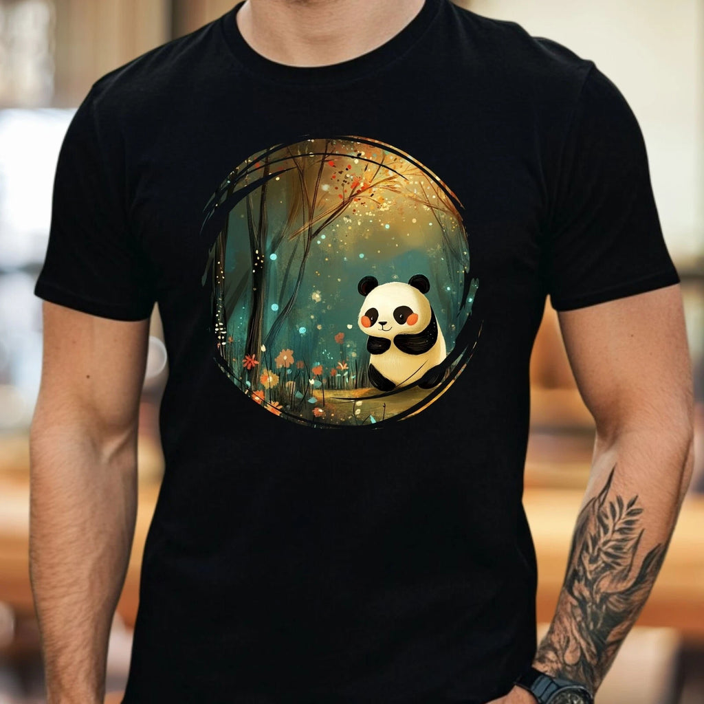 Mens Panda Motif Cotton T-Shirt Size XS to 5XL