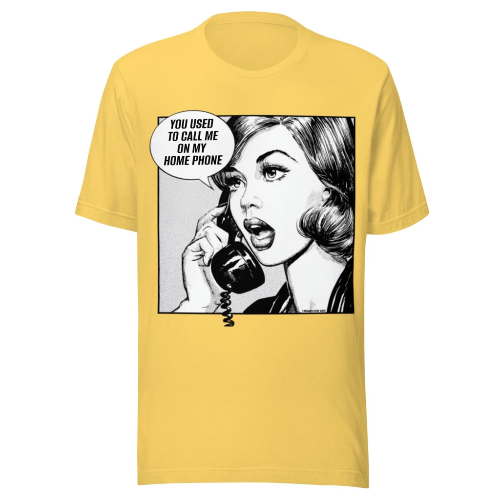 vintage SHIRT - FUNNY  - POP ART - DRAKE -  CALL ME ON MY HOME PHONE - YELLOW