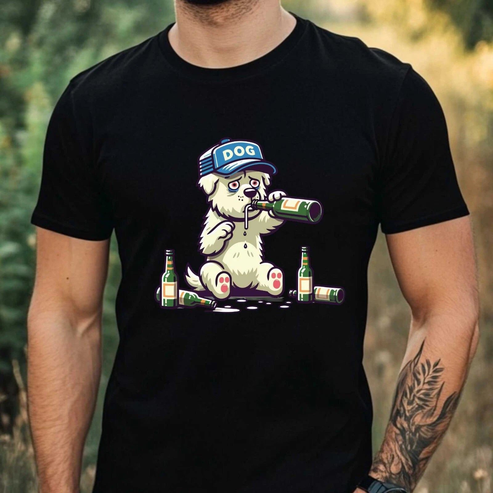 Mens Funny Dog Cotton T Shirt Size XS to 5XL