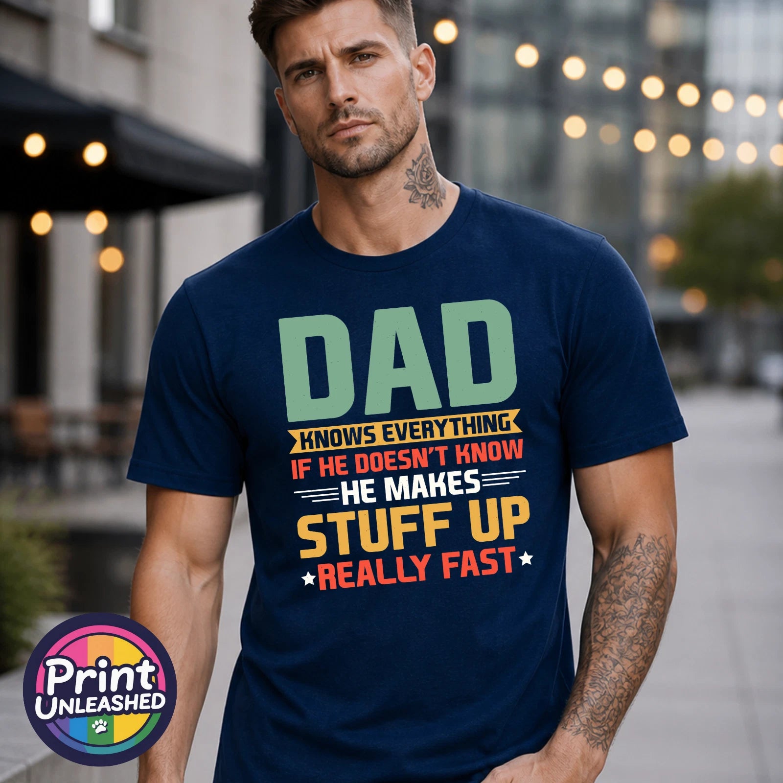 Dad Knows Everything Funny T Shirt He Makes Stuff Up Father’s Day Gift Dad Tee