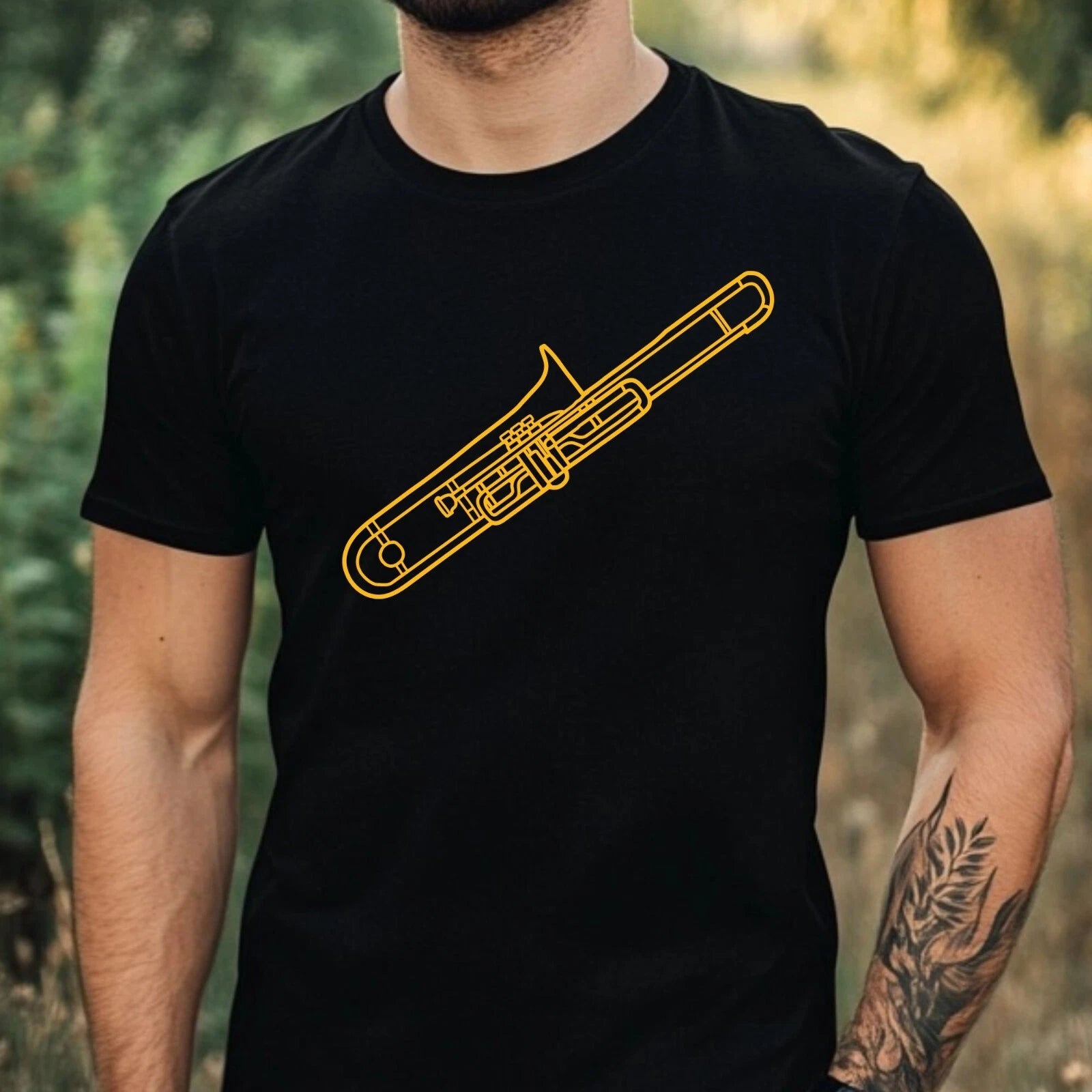 Mens Trombone Design Motif Cotton T-Shirt Size XS to 5XL