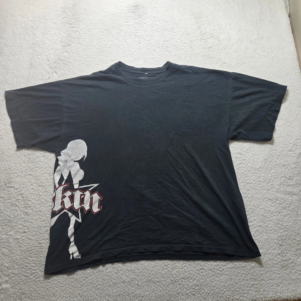Skin Industries Y2K Men’s Black Graphic T-Shirt Size 2XL Faded Distressed Grunge