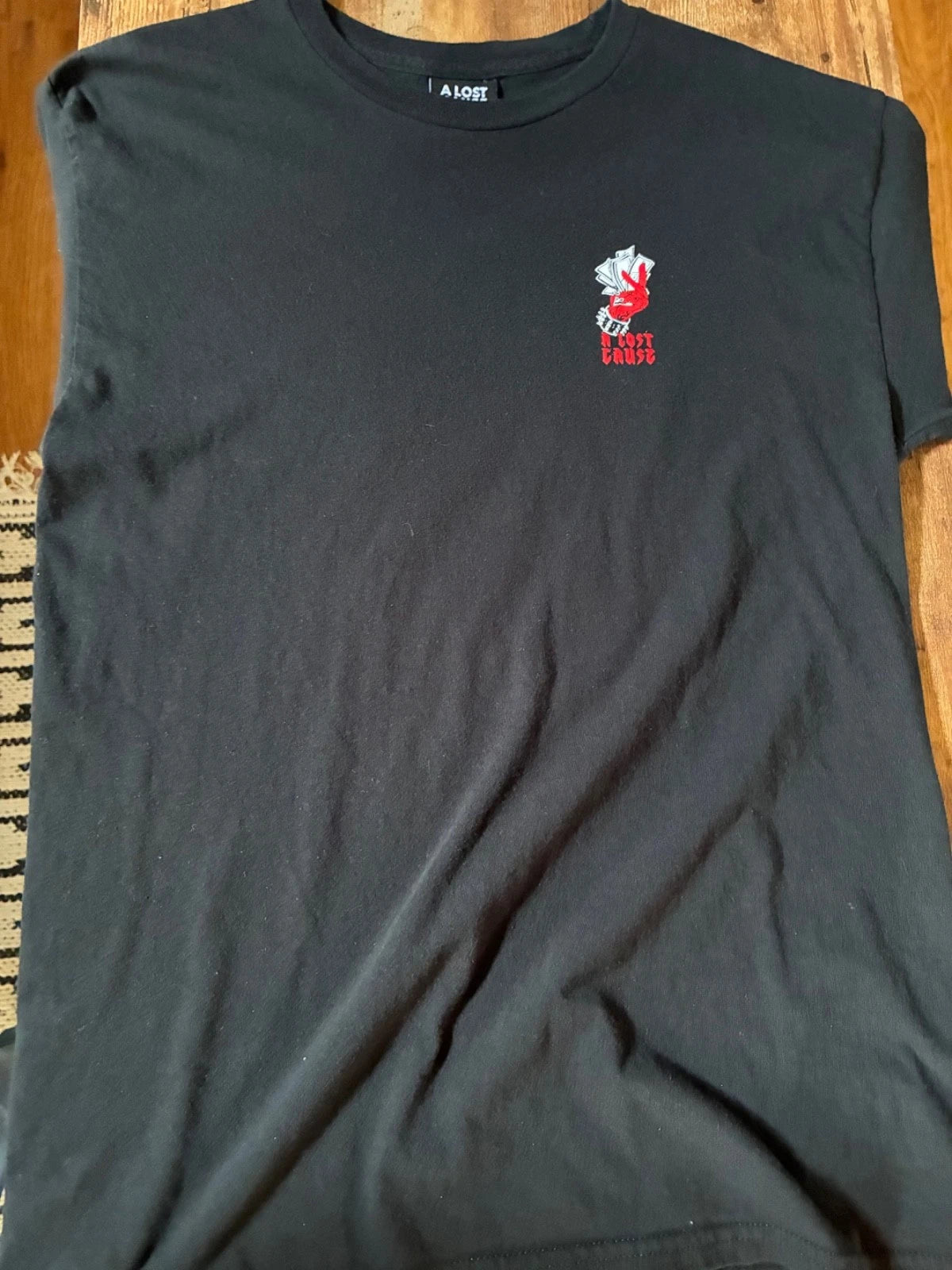 A Lost Cause Black Crew Neck Short Sleeve T-Shirt with Large Graphic Print