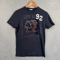 Vintage Abercrombie & Fitch Muscle T-Shirt Men Medium Navy Chief Indian Y2K *NEW