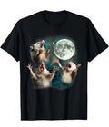 Three Possum Moon | 3 Opossum Funny Weird Cursed Meme T-Shirt Size 3XL BLACK