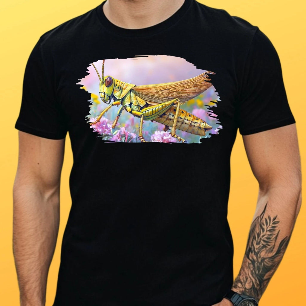 Mens Locust Motif Cotton T-Shirt Size XS to 5XL