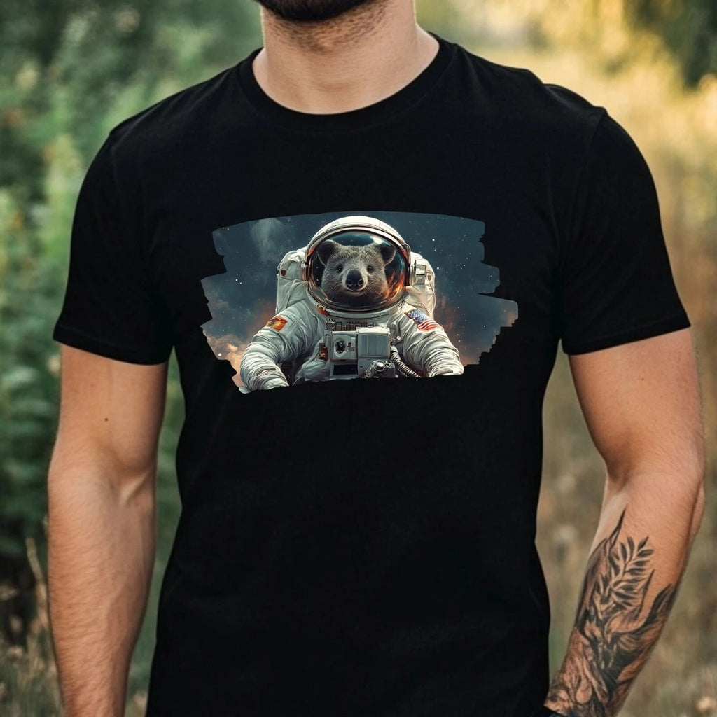 Mens Wombat as Astronaut Print Cotton T-Shirt Size XS to 5XL