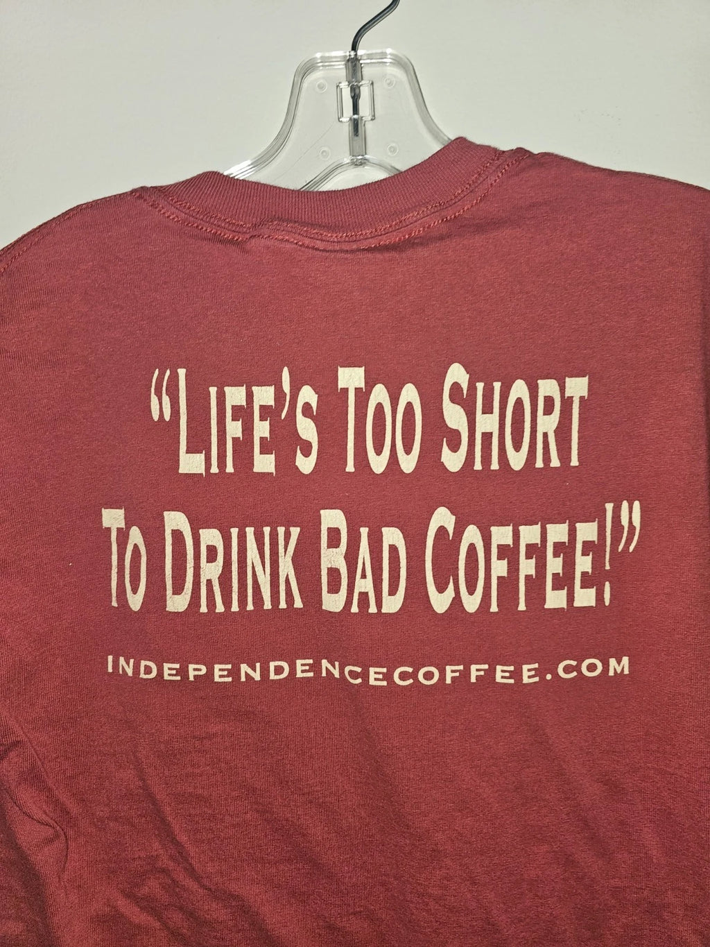 Independence Coffee Company Small Mens Burgundy Graphic Logo Short Sleeve Tee