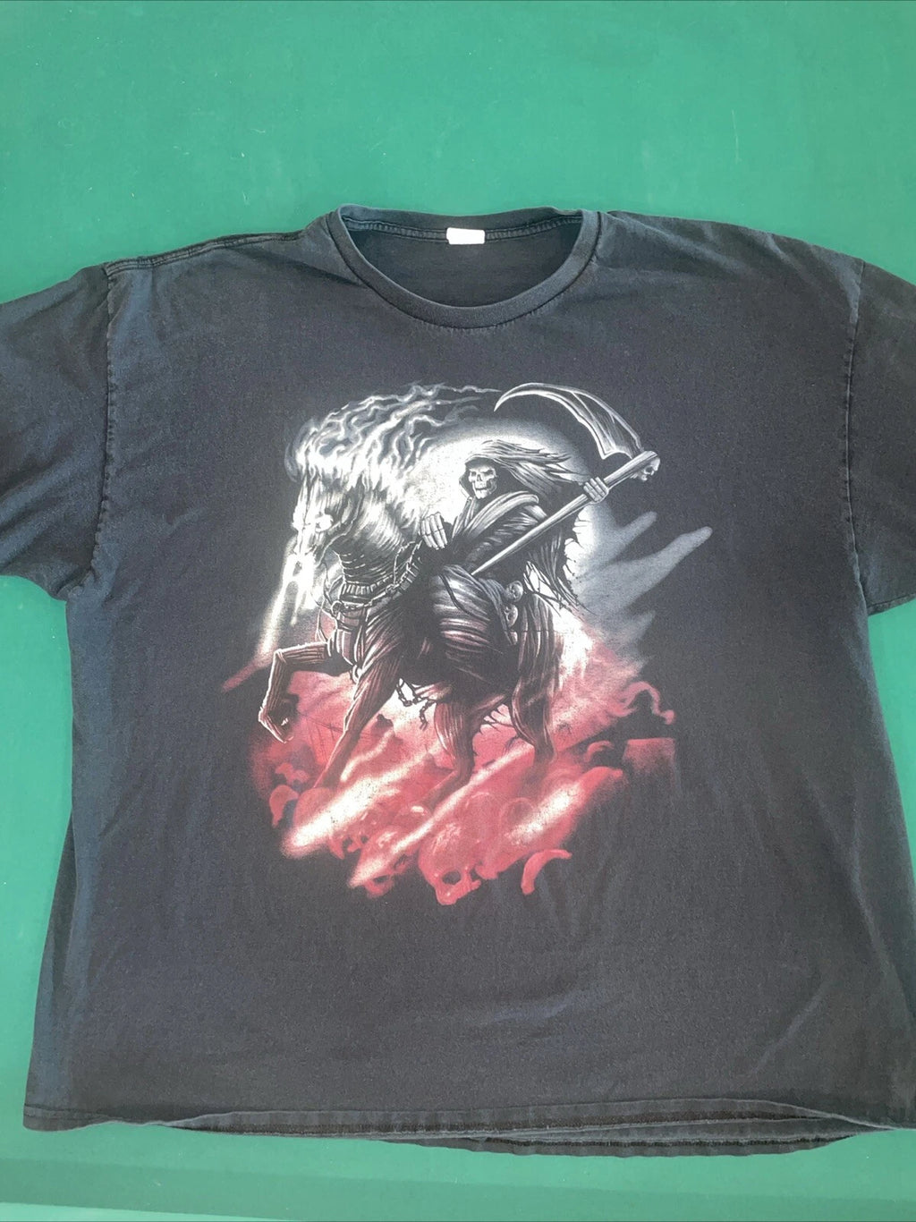 Vintage Y2K Grim Reaper Skeleton Horsemen Apocalypse Graphic; T-Shirt 3XL