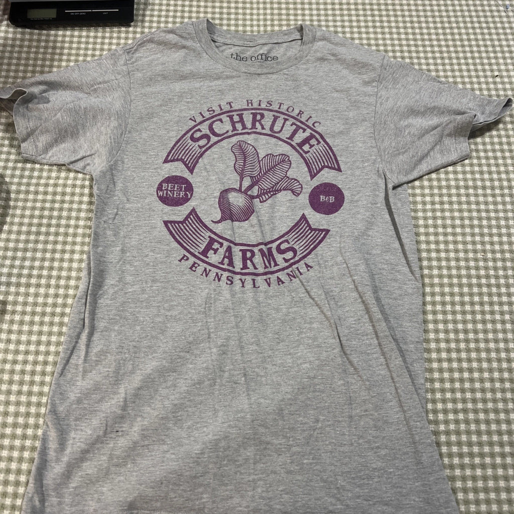 The Office Schrute Farms Unisex Mens Small T-Shirt Gray Vintage Beet Winery B&B
