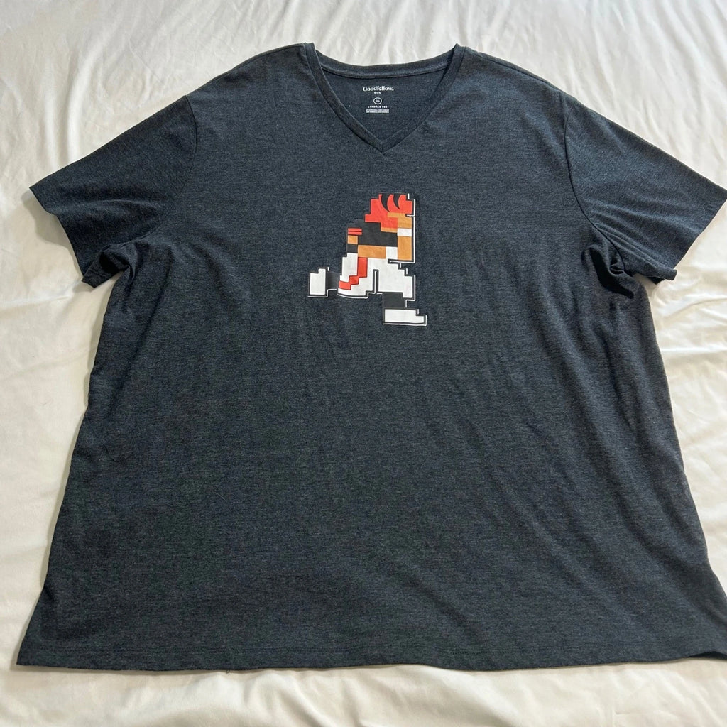 Goodfellow & Co Mens XXL Lyndale Tee Gray V-Neck 8-Bit Pixel Graphic T-Shirt