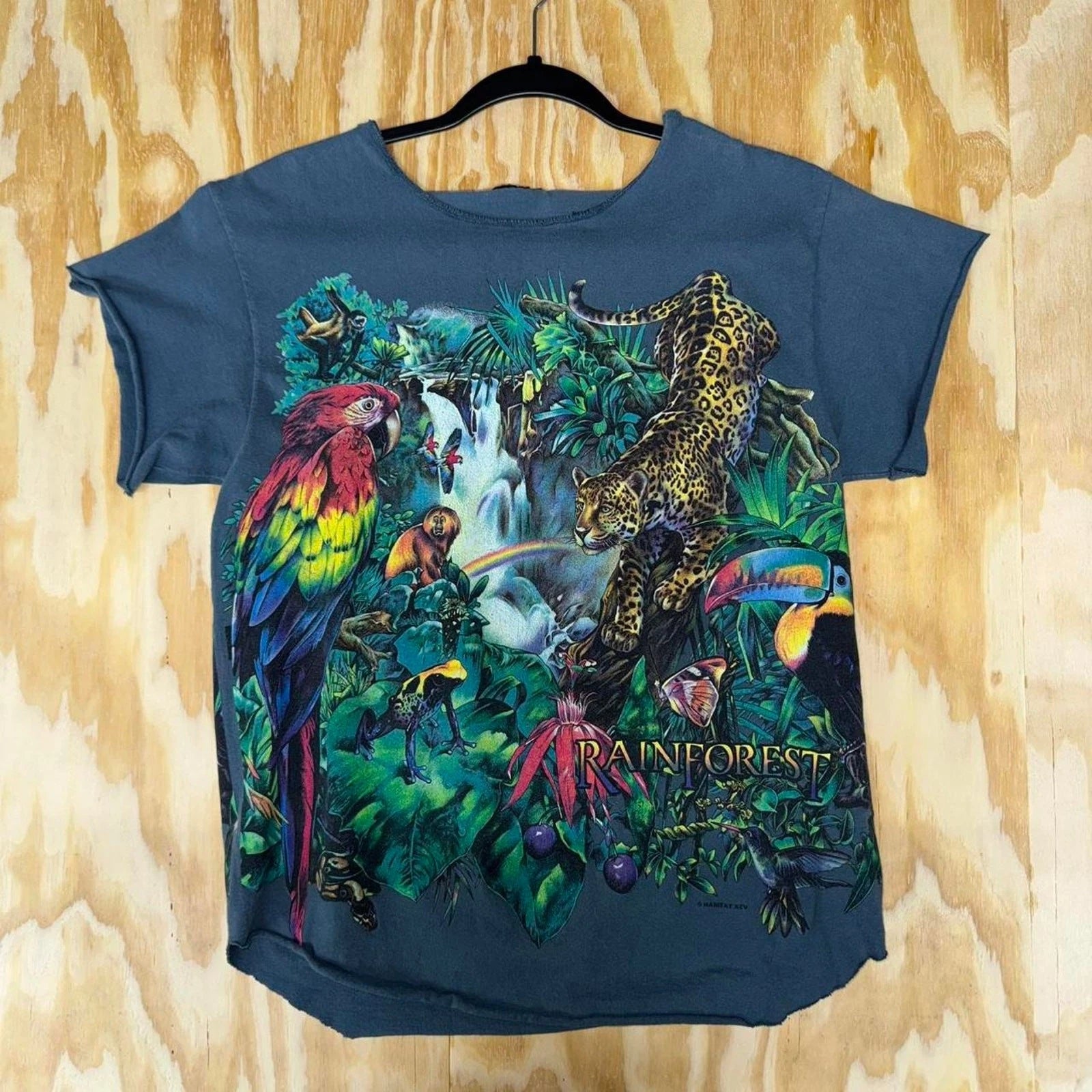 Vintage y2k cut off aop wraparound rainforest femme t-shirt