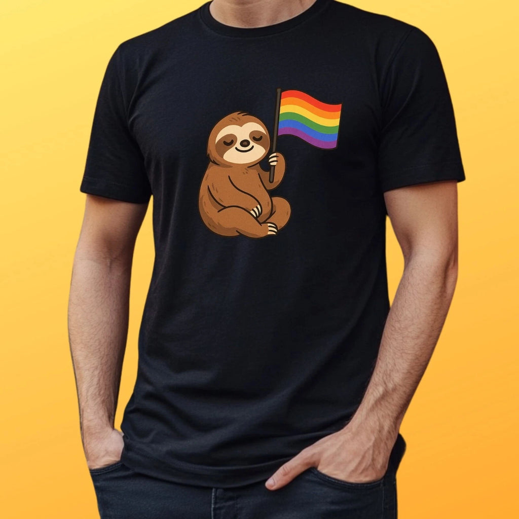 Mens LGBTQ Sloth Print Cotton T-Shirt Size XS to 5XL