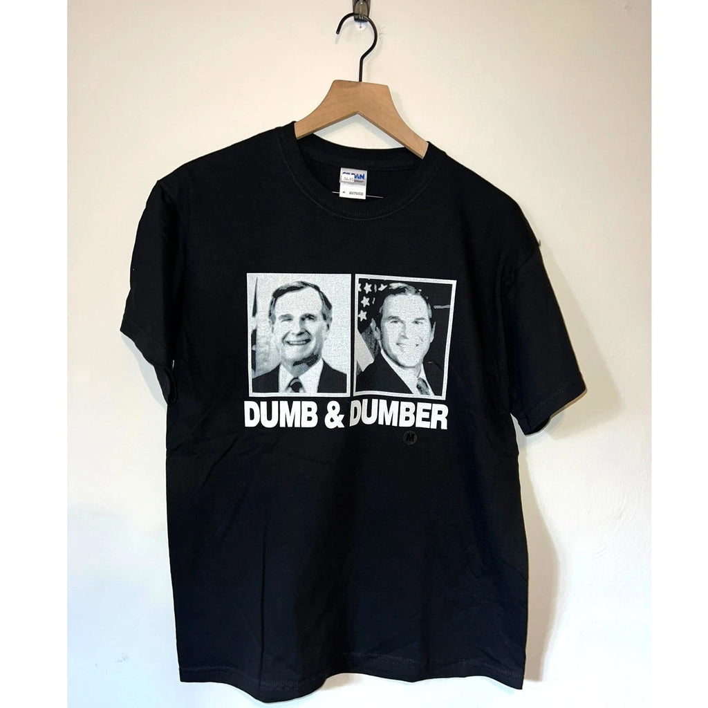 Vintage Funny Political Shirt Bush Parody George Bush Dumb & Dumber Black M Tee