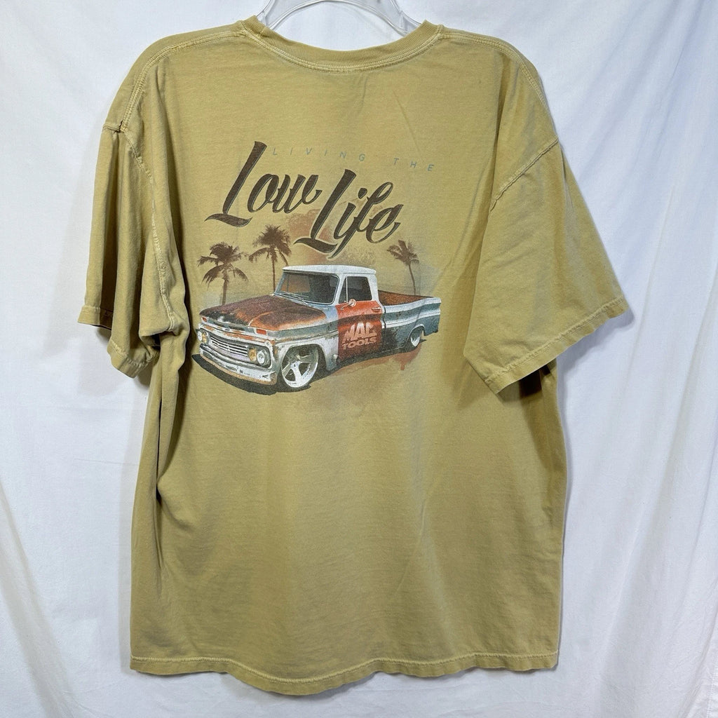 Mac Tools Living The Low Life Lowrider T-Shirt Distressed XL T-Shirt Rat Rod Tee