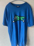 Pixel Art Dog T-Shirt Blue L Used Casual Dog Design