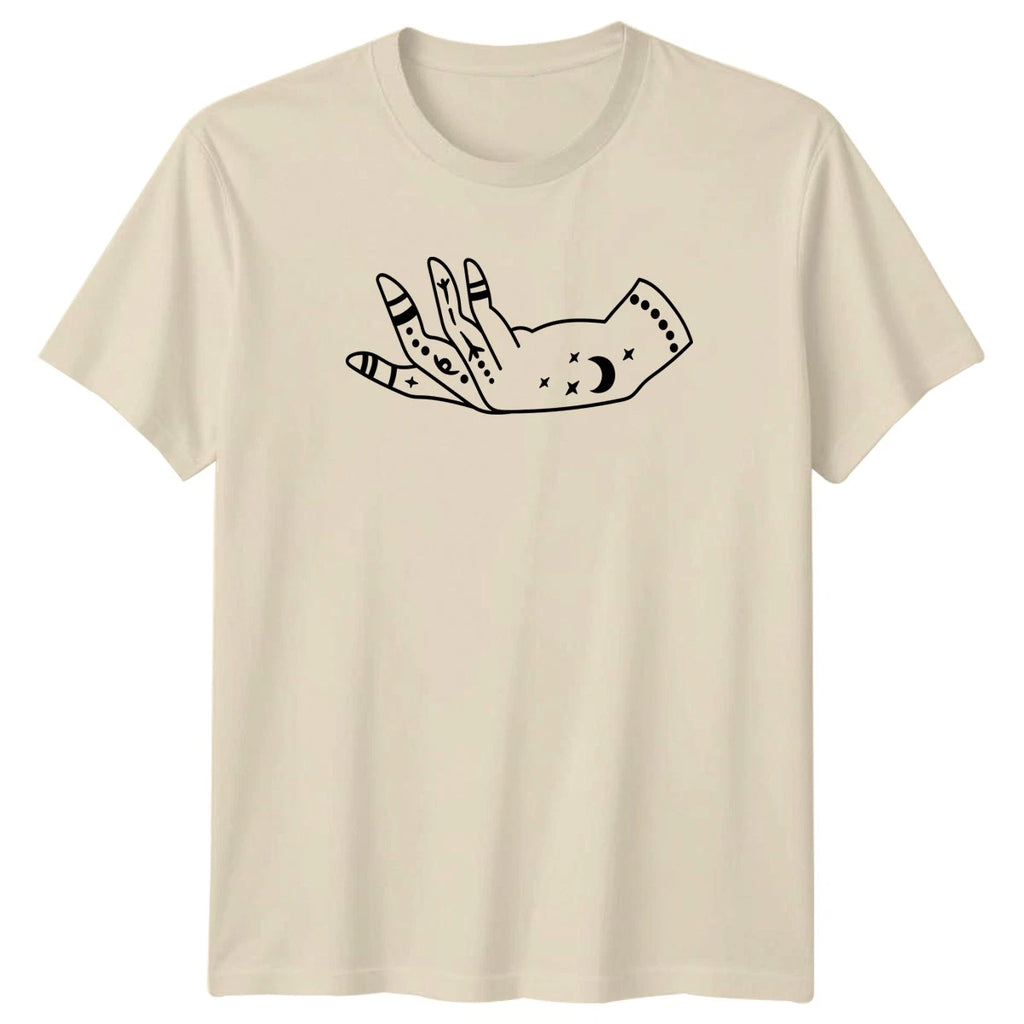 Mystical Hand Moon Stars Spirit T-Shirt Palmistry Astrology Boho Esoteric