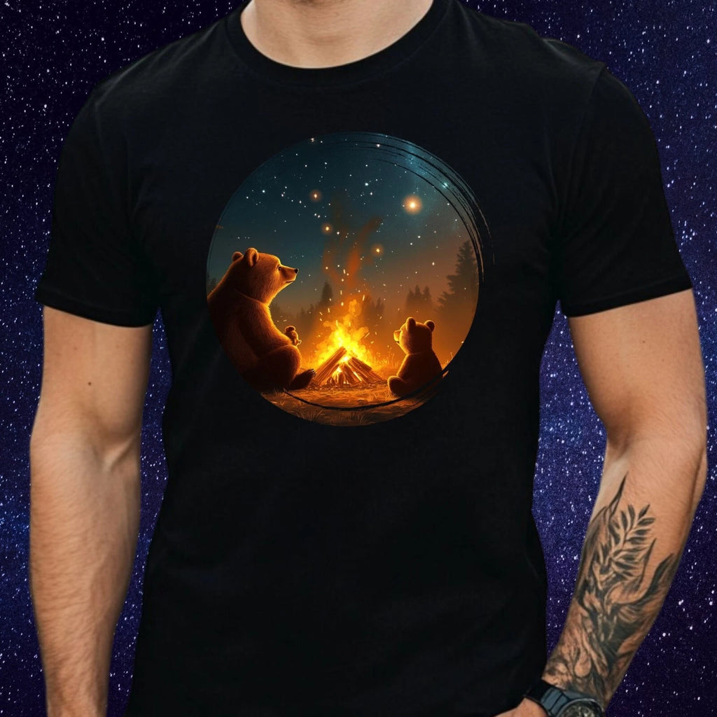 Mens Bear Family Print Cotton T-Shirt Size XS to 5XL