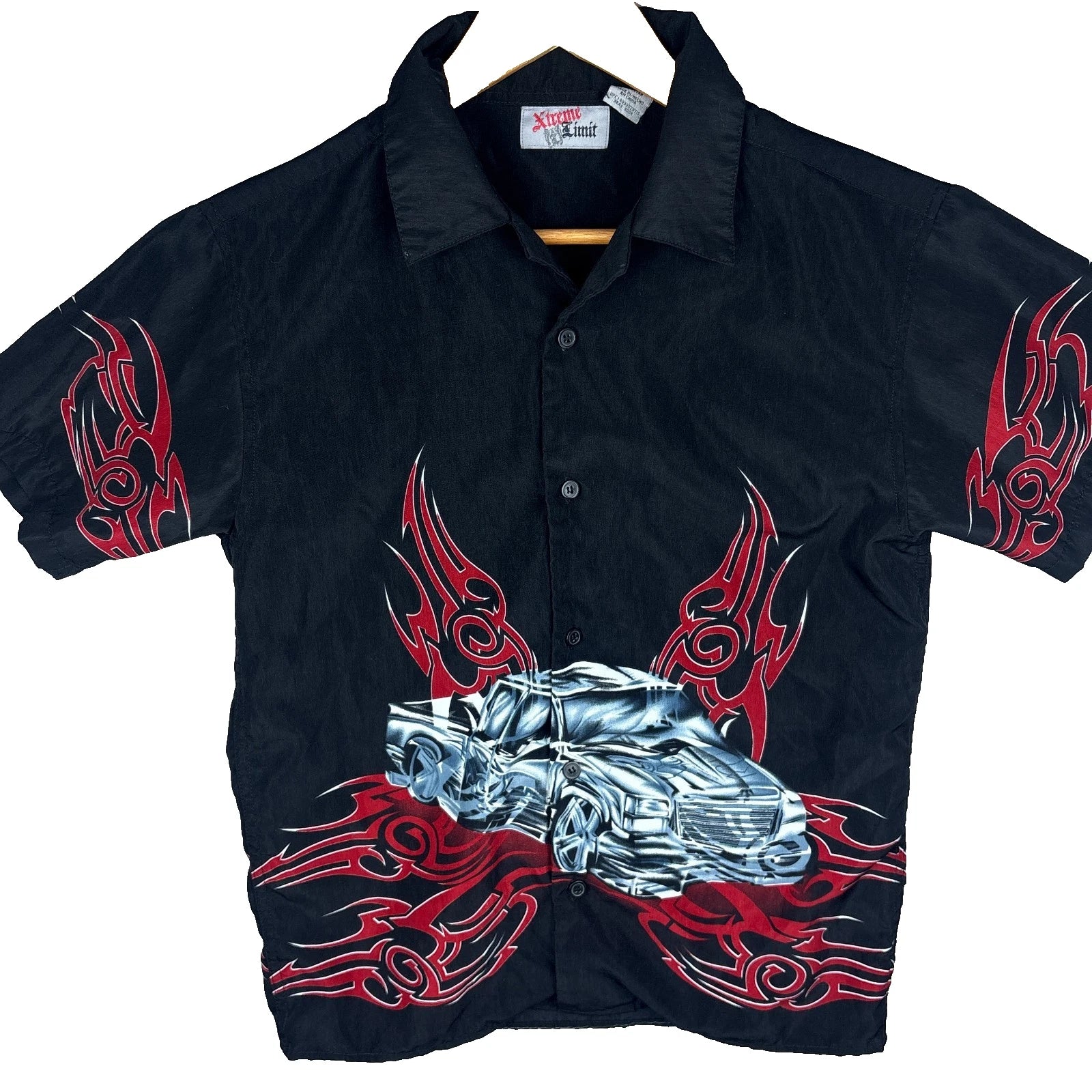Xtreme Limit Vintage Y2K Button Up Shirt Youth 10/12 Large Tribal Graphic