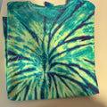 Tie-Dye XL T-Shirt Hanes Heavyweight Cotton Green & Yellow Spiral Hippie