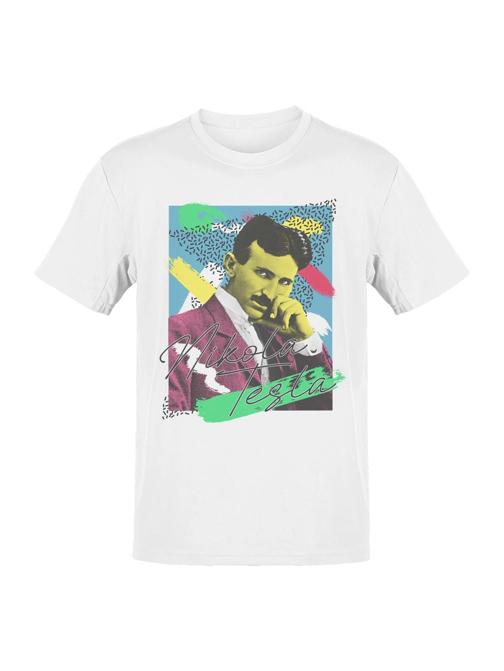 Vibrant Pop Art Nikola Tesla Design Men's T-shirt