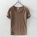 Men Basic Tees Summer Cotton T Shirt Slim Fit Short Sleeve Plain Tops Breathable