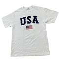 Y2k ALLSTYLE Classic USA Shirt Men L White Red Blue American Flag Graphic Tee 40