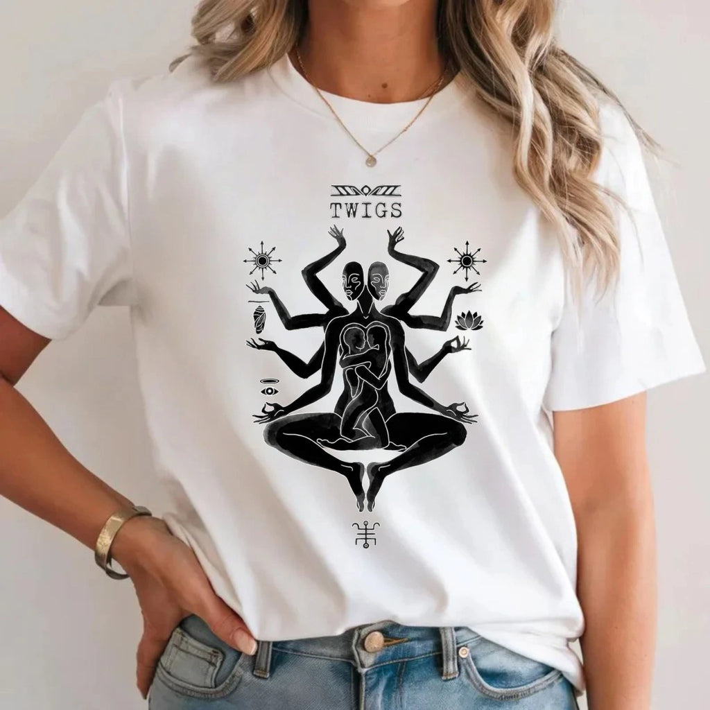 Twigs Spiritual Mystic T-Shirt - Sacred Symbol Meditation Boho Unisex Tee Top