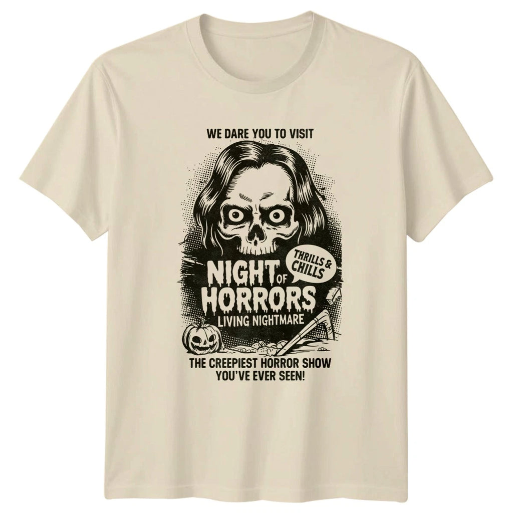 We Dare You To Visit Night Of Horrors Halloween Horror Mens Womens Graphic Top