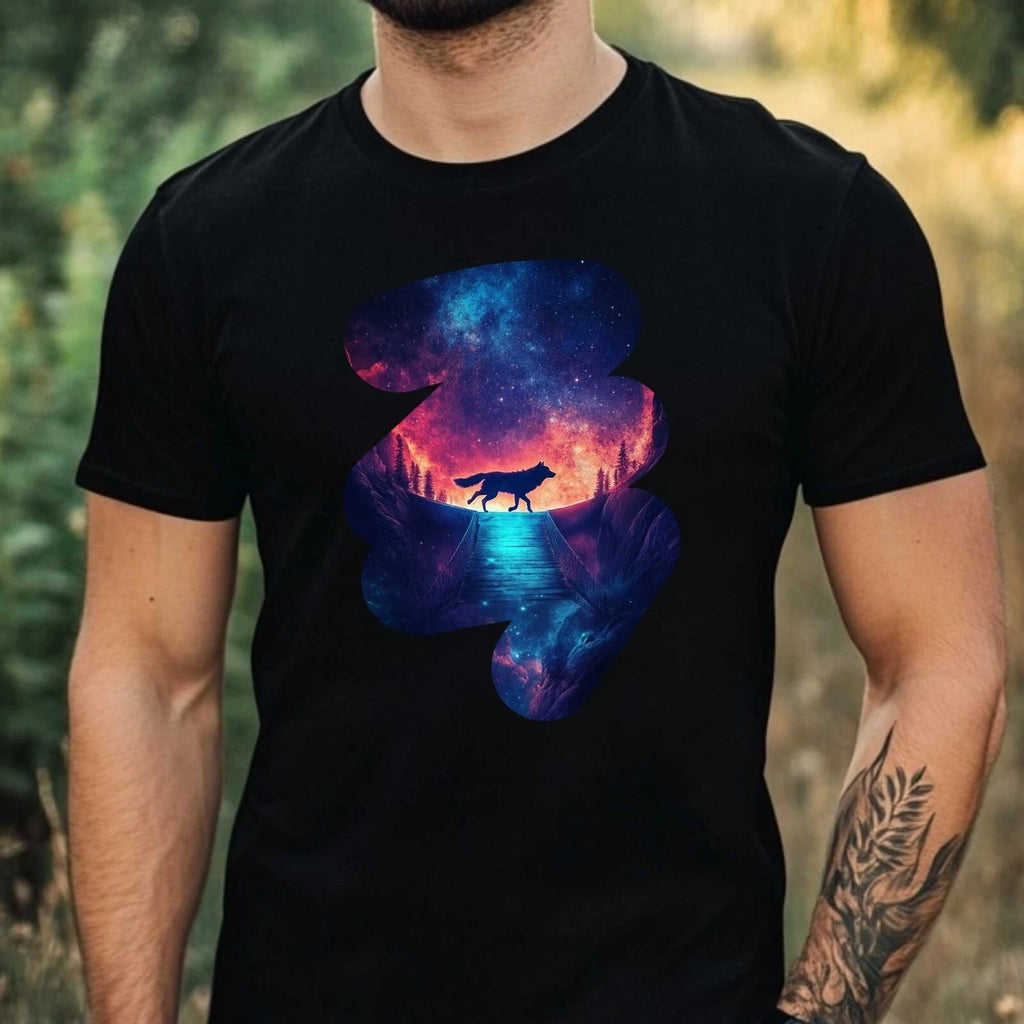 Mens Shining Wolf Motif Cotton T-Shirt Size XS to 5XL