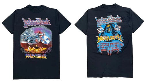 90S Judas Priest Megadeth Testament T Shirt Painkiller Tour Live 1990 1991 Rock