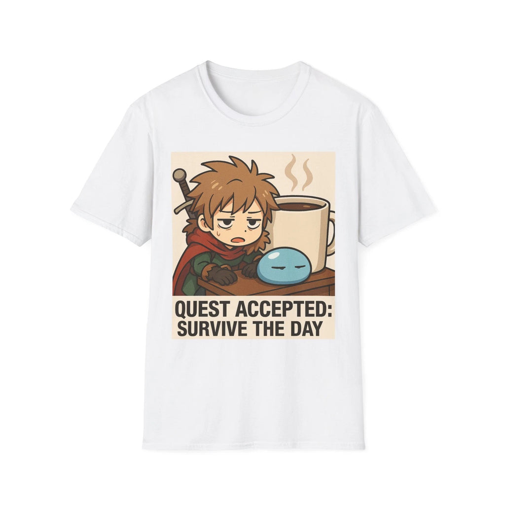 Quest Accepted: Survive the Day T-Shirt | Gamer RPG anime inspired Coffee Shirt